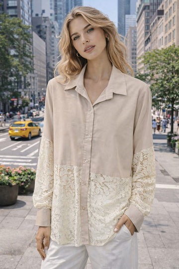 Lace Hem Button Shirt