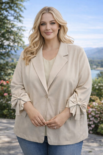 Plus Size Bow Cuff Blazer