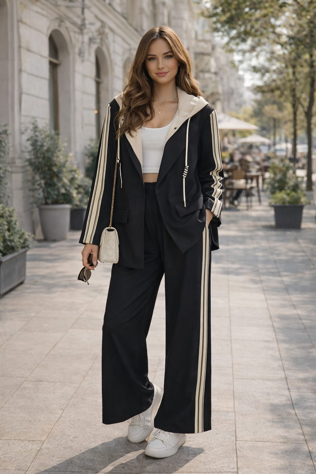 Hooded Stripe Blazer