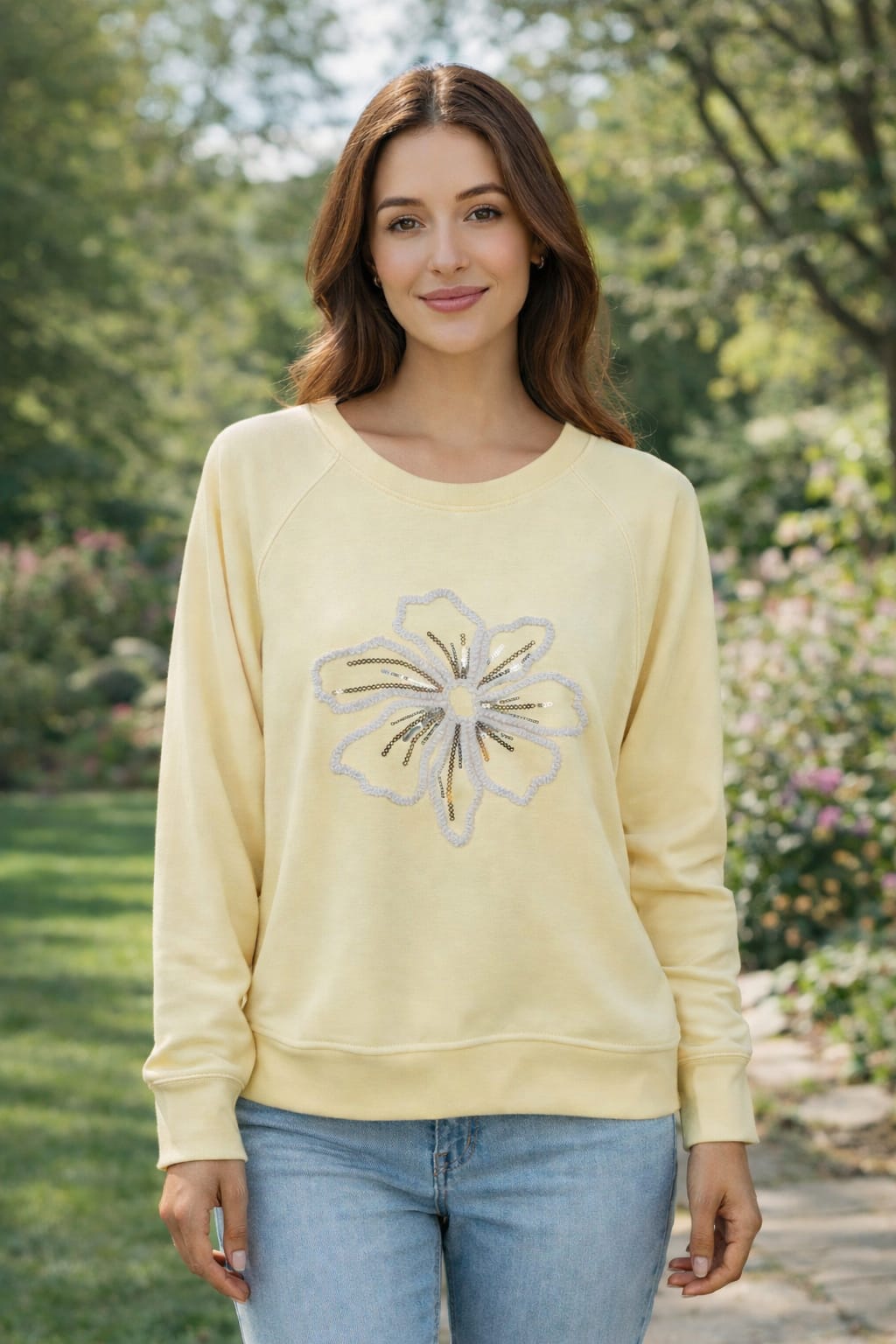 Flower Motif Scuba Top