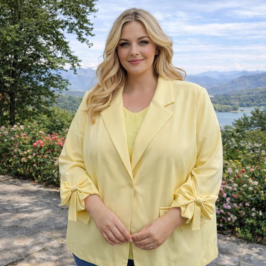 Plus Size Bow Cuff Blazer