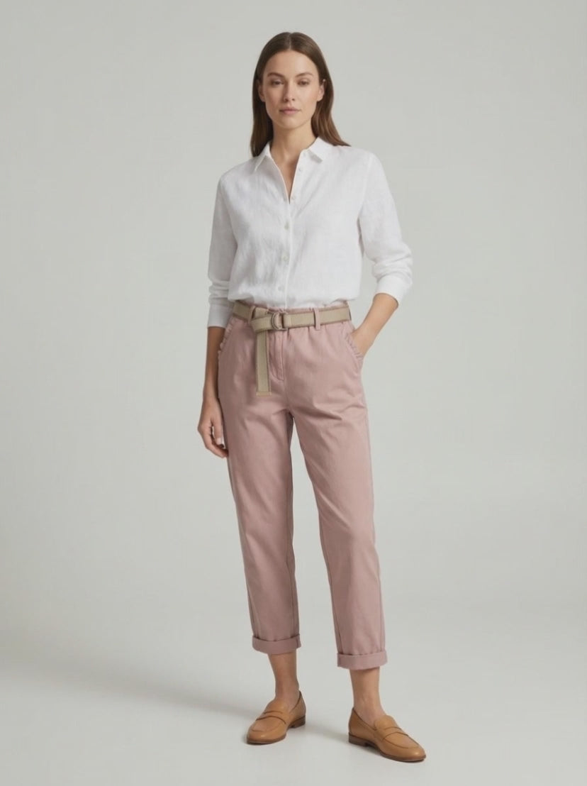 Cotton Belted magic Trousers - Dusty Rose Video