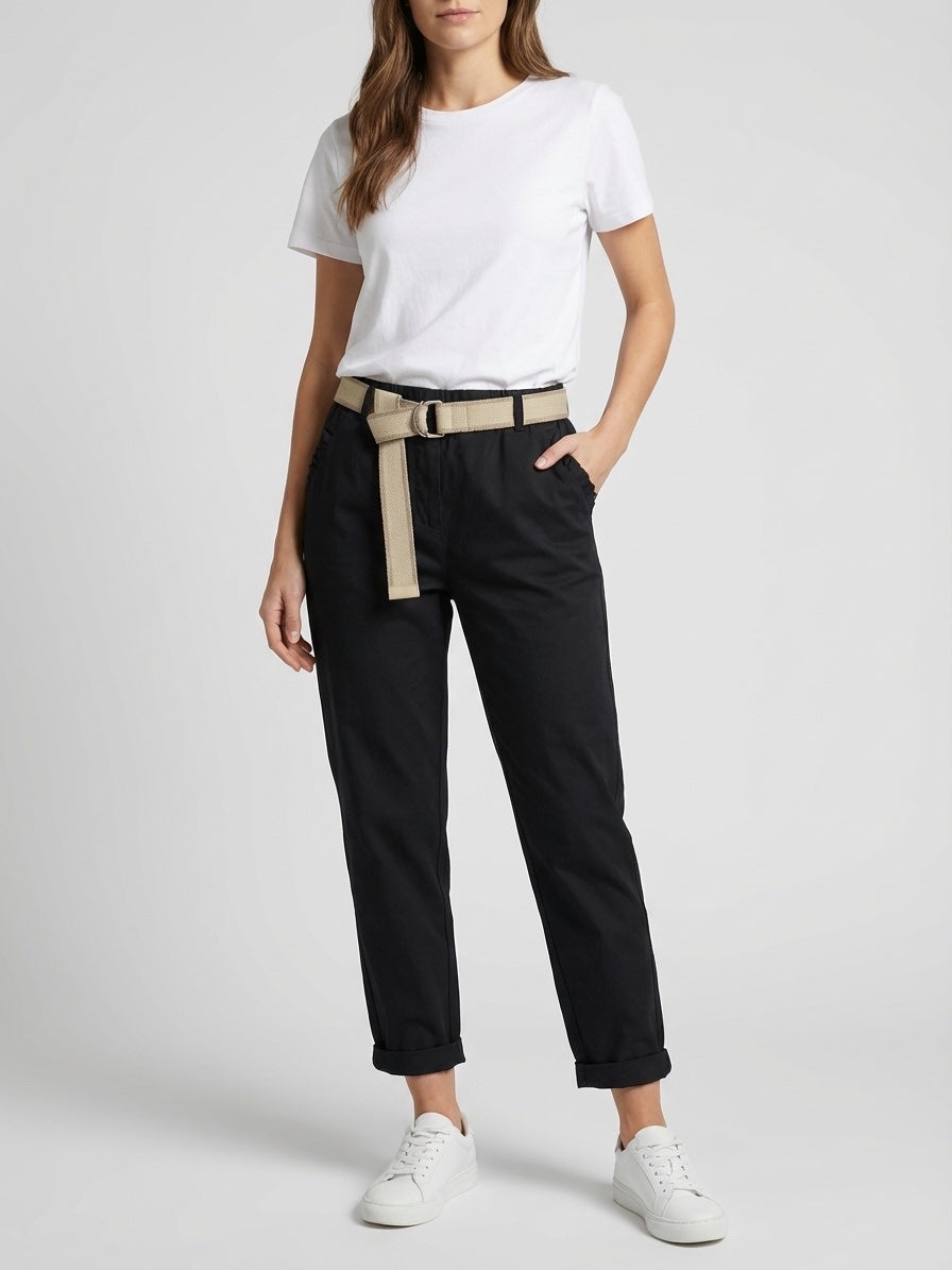 Cotton Belted magic Trousers - Black