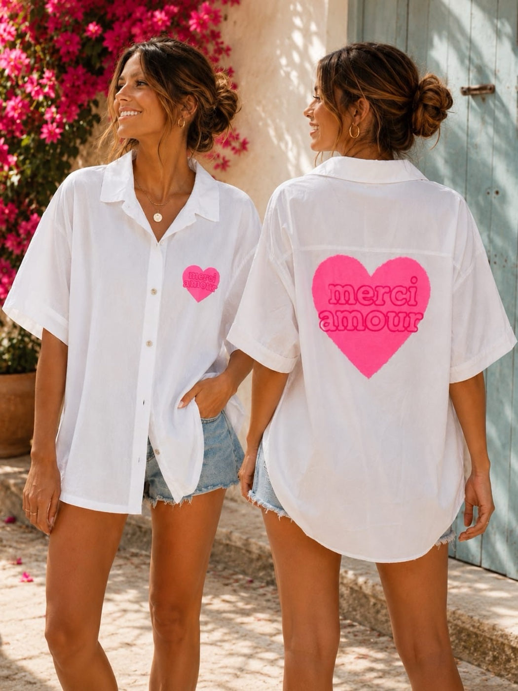 Merci Amour Oversized Shirt - White