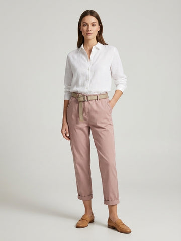 Cotton Belted magic Trousers - Dusty Rose